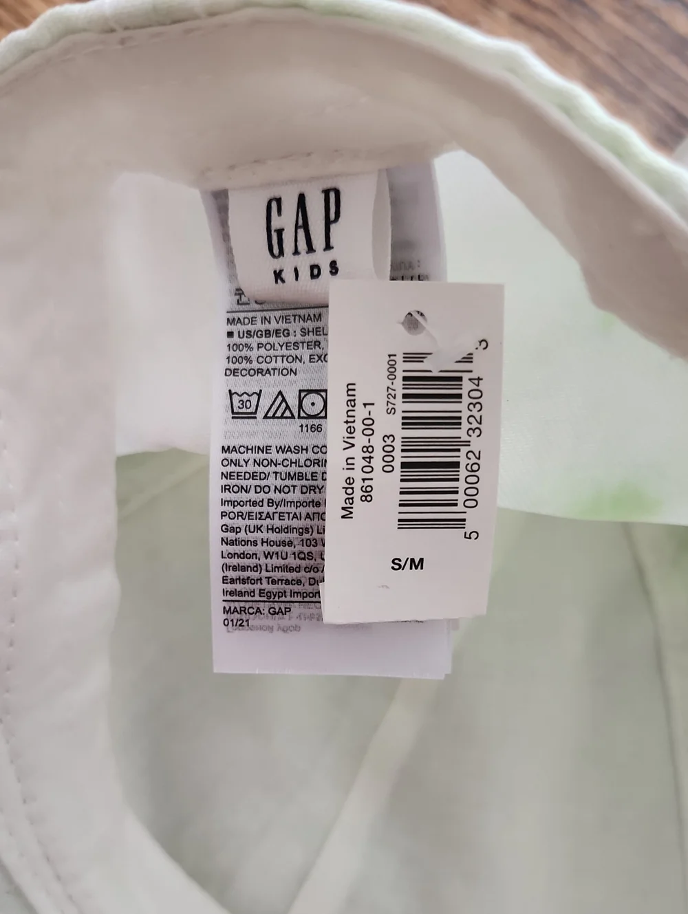 GAP Kids Lime Green and White Tie-Dye Baseball Cap